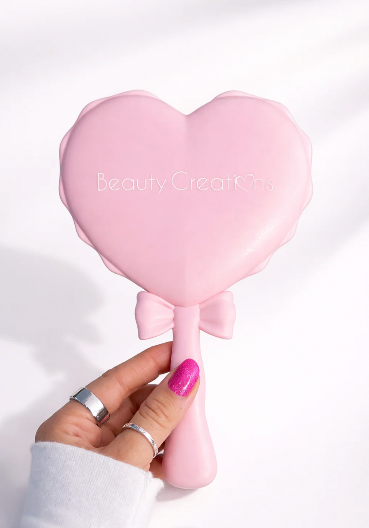 Espejo de Mano Lazo Rosado Beauty Creations